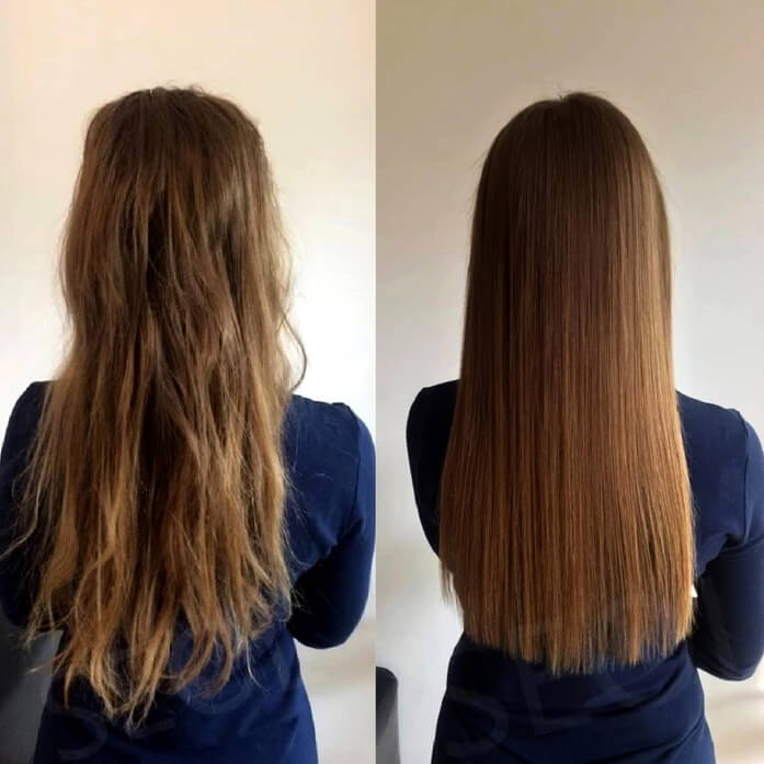 efekt prostych włosów przez 3 miesiące z keratyna 473 ml