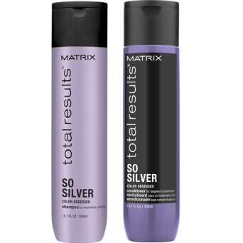 Matrix Total Results So Silver - zestaw do włosów blond i siwych, szampon 300ml i odżywka 300ml
