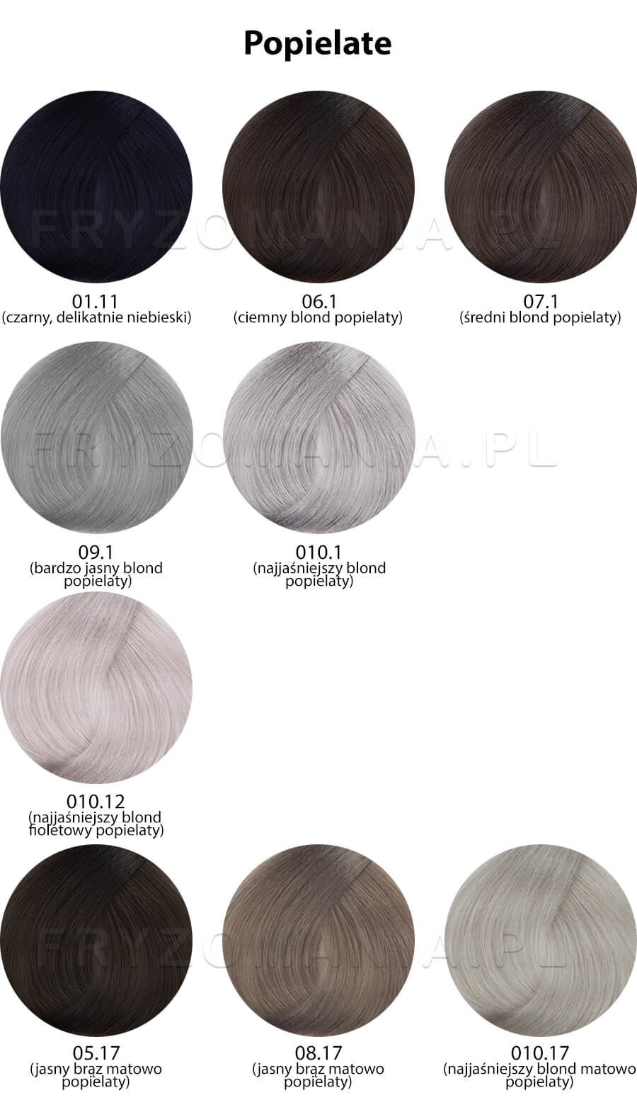 Alfaparf Color Wear Gloss Toner do włosów, paleta kolorów - kolekcja popielata