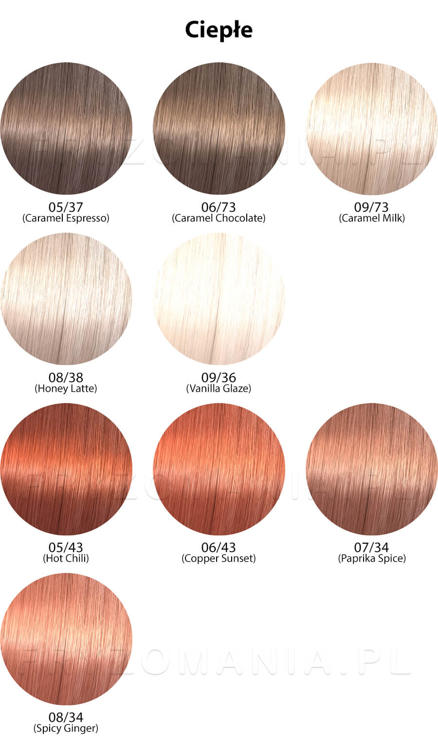 Wella Shinefinity Zero Lift Glaze Farba do włosów - paleta kolorów kolekcja ciepłych odcieni