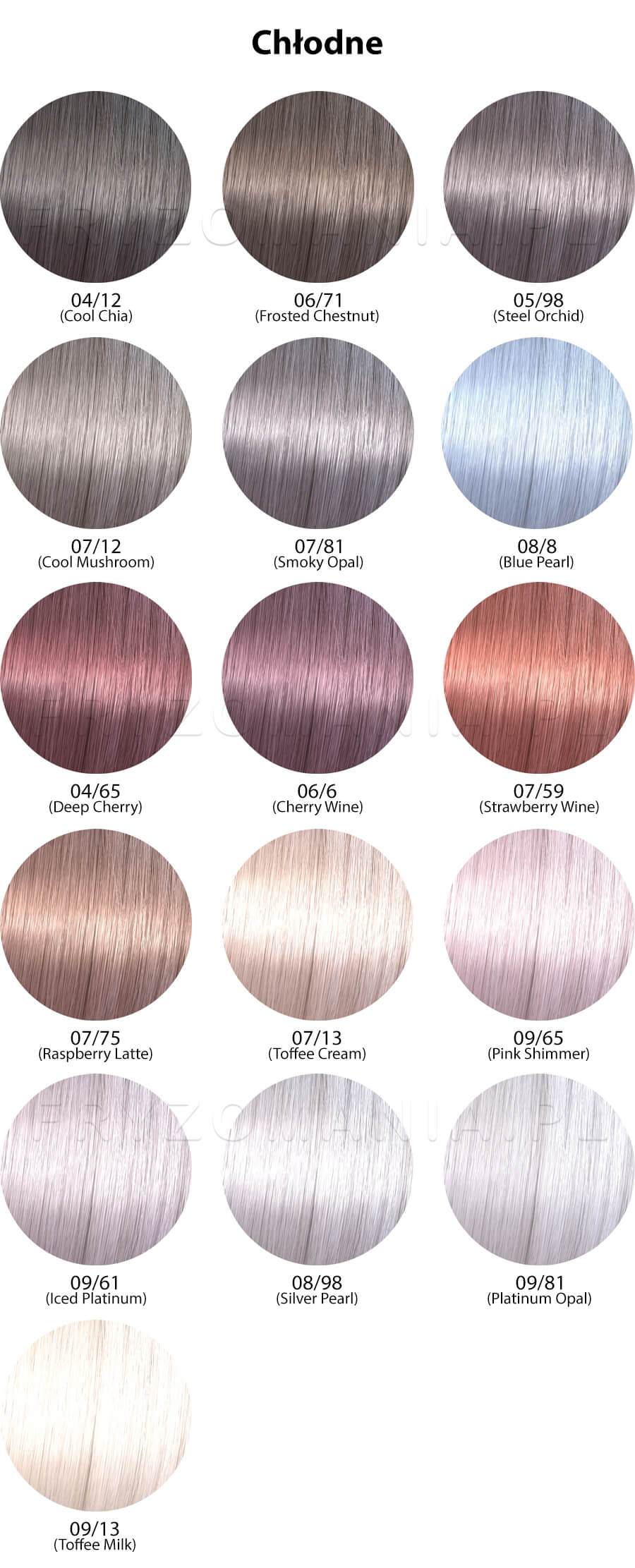 Wella Shinefinity Zero Lift Glaze Farba do włosów - paleta kolorów kolekcja zimnych i chłodnych odcieni