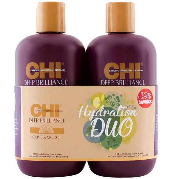 CHI Deep Brilliance zestaw DUO, szampon, odżywka nawilżające 355ml