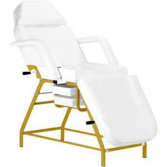 Activ 557G Fotel kosmetyczny złoto-biały z kuwetami