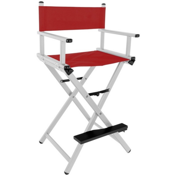 Activ Glamour Krzesło do makijażu srebrne z czerwonym materiałem
