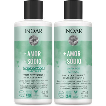 Inoar +Amor -Sódio - zestaw do pielęgnacji włosów szampon 400ml i odżywka 400ml