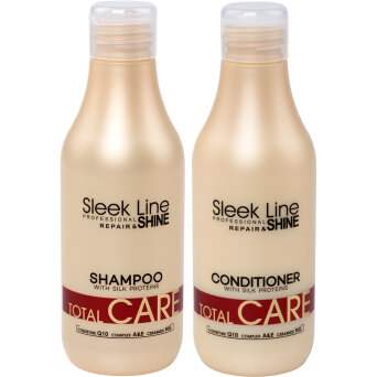 Stapiz Sleek Line Total Care - zestaw do włosów suchych i uwrażliwionych szampon i odżywka 2x300ml