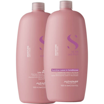 Alfaparf Semi Di Lino Moisture - zestaw nawilżający włosy szampon i odżywka 2x1000ml