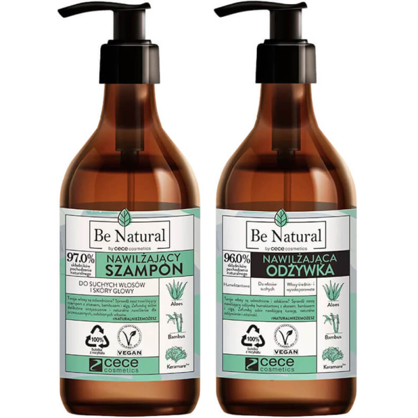 Cece Be Natural Moisturizing - zestaw nawilżający włosy szampon i odżywka 2 x 270ml