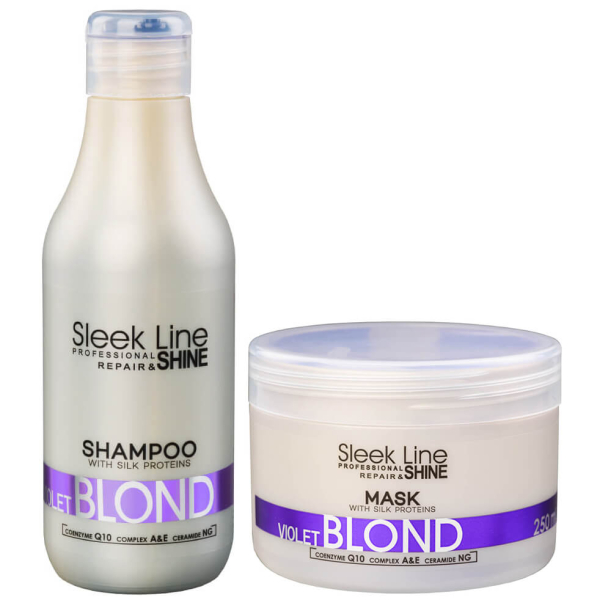 Stapiz Sleek Line Violet Blond - zestaw ochładzający kolor włosów szampon 300ml i maska 250ml