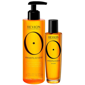 Revlon Orofluido Elixir - zestaw rozświetlający włosy olejek 100ml i szampon 240ml