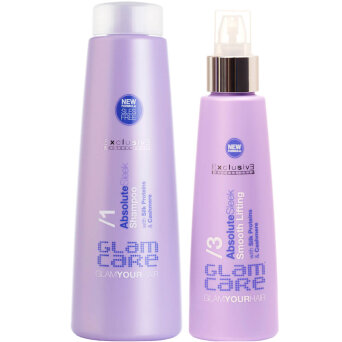 Exclusive Professional Absolute Sleek - zestaw wygładzający włosy szampon 250ml i krem w sprayu 150ml