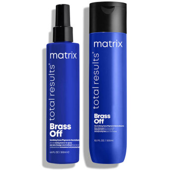 Matrix Total Results Brass Off - zestaw ochładzający kolor włosów szampon 300ml i spray 200ml