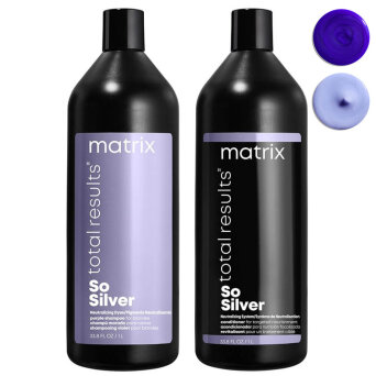 Matrix Total Results So Silver - zestaw do włosów blond i siwych, szampon 1000ml i odżywka 1000ml