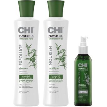 CHI Power Plus zestaw produktów z naturalnymi składnikami pielęgnujących skórę głowy
