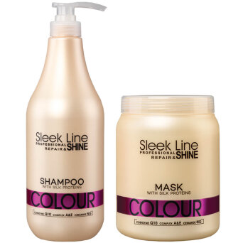 Stapiz Sleek Line Colour - zestaw do włosów farbowanych szampon 1000ml i maska 1000ml