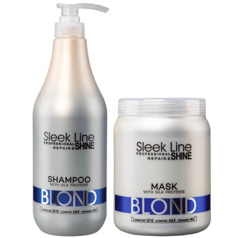 Stapiz Sleek Line Blond - zestaw neutralizujący żółte odcienie włosów, szampon 1000ml i maska 1000ml