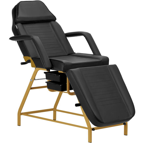 Activ 557G Fotel kosmetyczny złoto-czarny z kuwetami