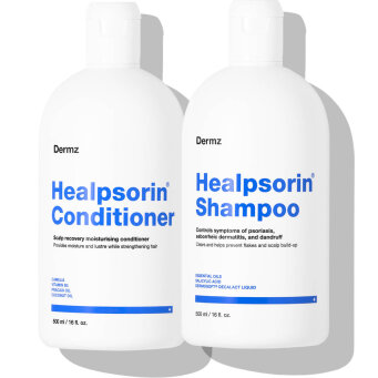 Dermz Healpsorin - zestaw na łuszczycę, ŁZS i podrażnioną skórę głowy szampon 500ml i odżywka 500ml
