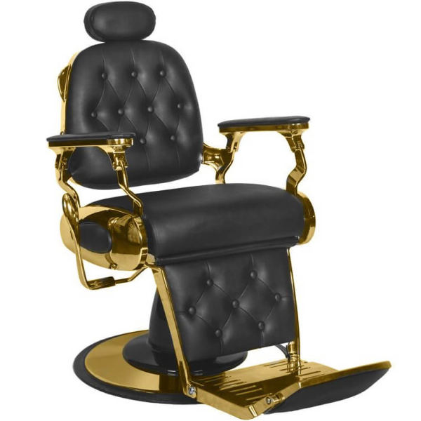 Gabbiano Francesco, fotel barberski złoto-czarny, dostępny w 48h
