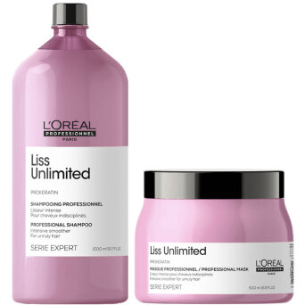 Loreal Liss Unlimited - zestaw wygładzający do włosów maska 500ml i szampon 1500ml