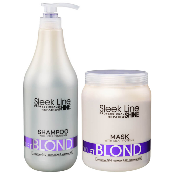 Stapiz Sleek Line Violet Blond - zestaw ochładzający kolor włosów szampon 1000ml i maska 1000ml