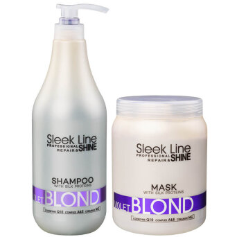 Stapiz Sleek Line Violet Blond - zestaw ochładzający kolor włosów szampon 1000ml i maska 1000ml