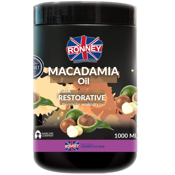 RONNEY Mask Macadamia Oil Restorative Maska do włosów suchych  cienkich z olejkiem macadamia 1000ml