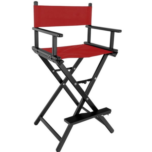 Activ Glamour Krzesło do makijażu czarne z czerwonym materiałem