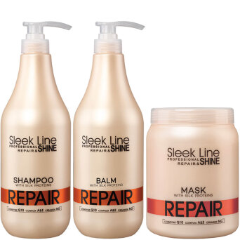 Stapiz Sleek Line Repair - zestaw regenerujący włosy szampon 1000ml, balsam 1000ml i maska 1000ml