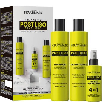 Placenta Life Keratimask Post Alisado Zestaw po keratynowym prostowaniu włosów szampon + odżywka 2x250ml + olejek 50ml