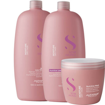 Alfaparf Semi Di Lino Moisture - zestaw nawilżający włosy szampon i odżywka 2x1000ml + maska 500ml