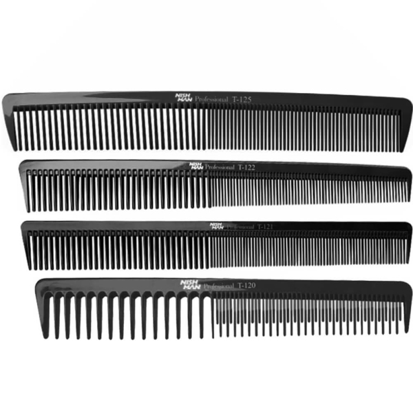 Nishman - zestaw grzebieni barberskich do strzyżenia włosów  (T-122, T-121, T-120, T-125)