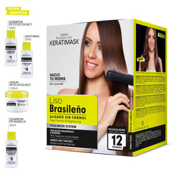 Placenta Life Keratimask Liso Brasileno, Be Natural Argan - zestaw do keratynowego prostowania włosów 240ml