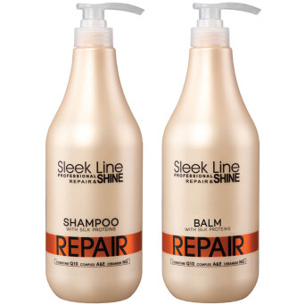 Stapiz Sleek Line Repair, zestaw regenerujący do włosów, szampon 1000ml i balsam 1000ml