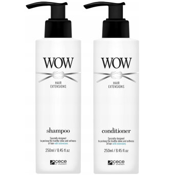 CeCe WOW Hair Extensions - zestaw do włosów przedłużanych szampon 250ml i odżywka 250ml