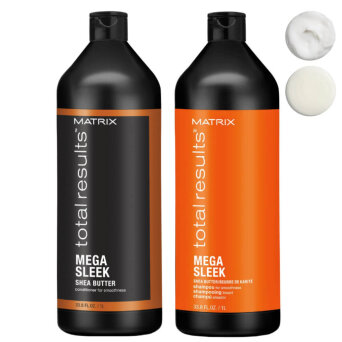 Matrix Total Results Mega Sleek - zestaw do wygładzenia włosów, szampon 1000ml i odżywka 1000ml