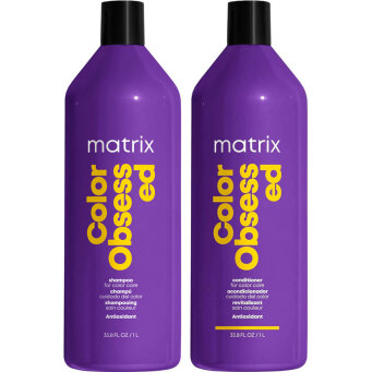 Matrix Total Results Color Obsessed - zestaw  pielęgnujący włosy farbowane, szampon 1000ml i odżywka 1000ml