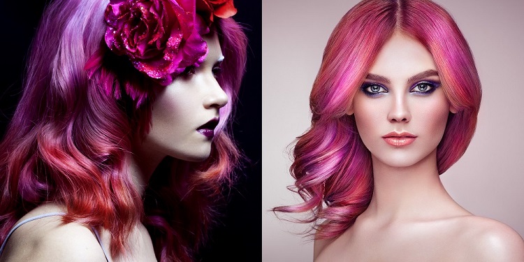 różowe włosy ombre