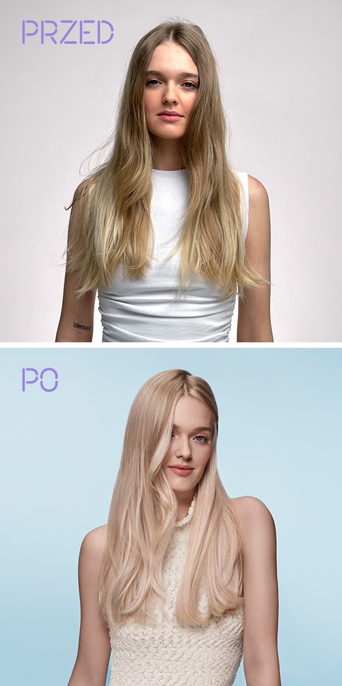 satynowy blond przed i po