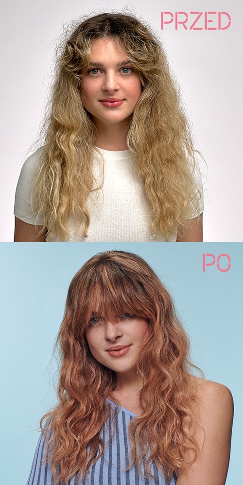 truskawkowy blond przed i po